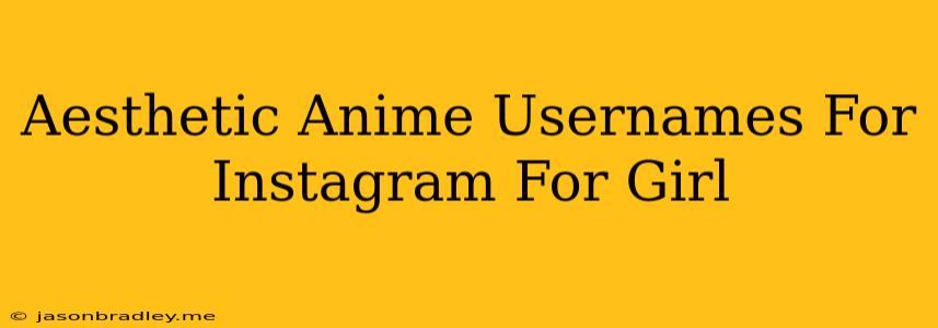 Aesthetic Anime Usernames For Instagram For Girl