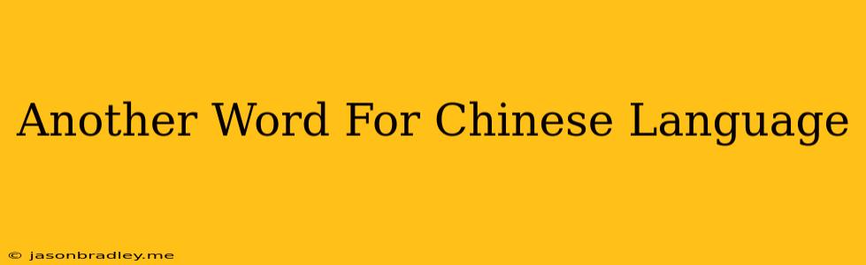 Another Word For Chinese Language